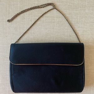Vintage 1960s Miss Lewis black evening bag with chain strap